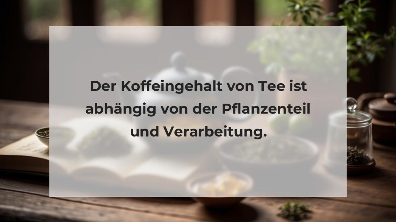 Der Koffeingehalt von Tee ist abhängig von der Pflanzenteil und Verarbeitung.