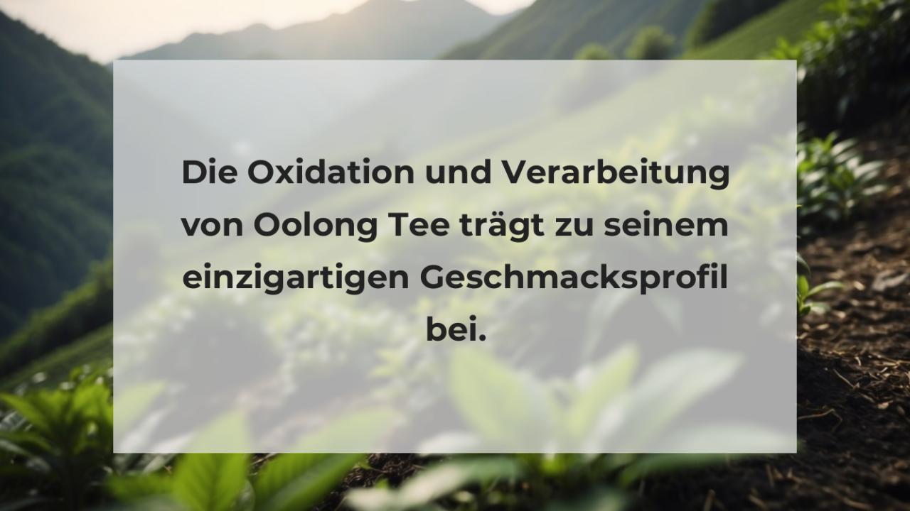 Die Oxidation und Verarbeitung von Oolong Tee trägt zu seinem einzigartigen Geschmacksprofil bei.