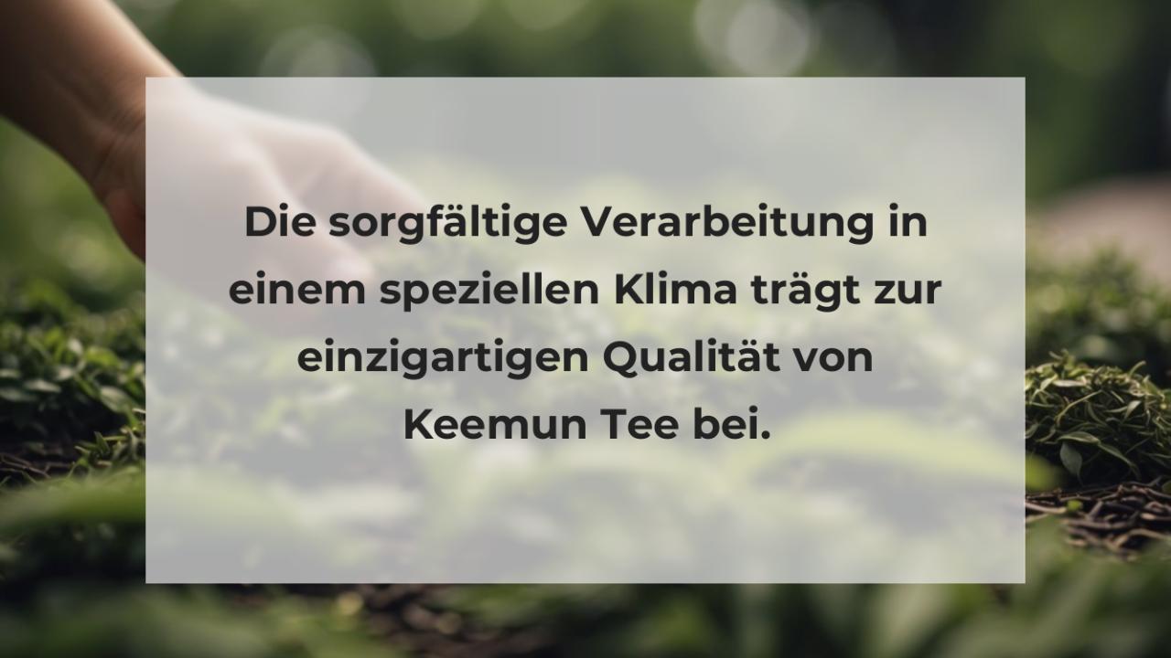 Die sorgfältige Verarbeitung in einem speziellen Klima trägt zur einzigartigen Qualität von Keemun Tee bei.