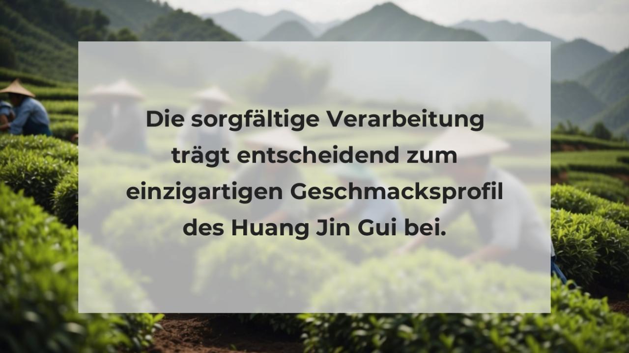 Die sorgfältige Verarbeitung trägt entscheidend zum einzigartigen Geschmacksprofil des Huang Jin Gui bei.