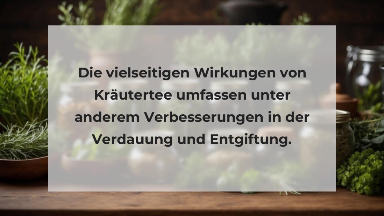 Die vielseitigen Wirkungen von Kräutertee umfassen unter anderem Verbesserungen in der Verdauung und Entgiftung.