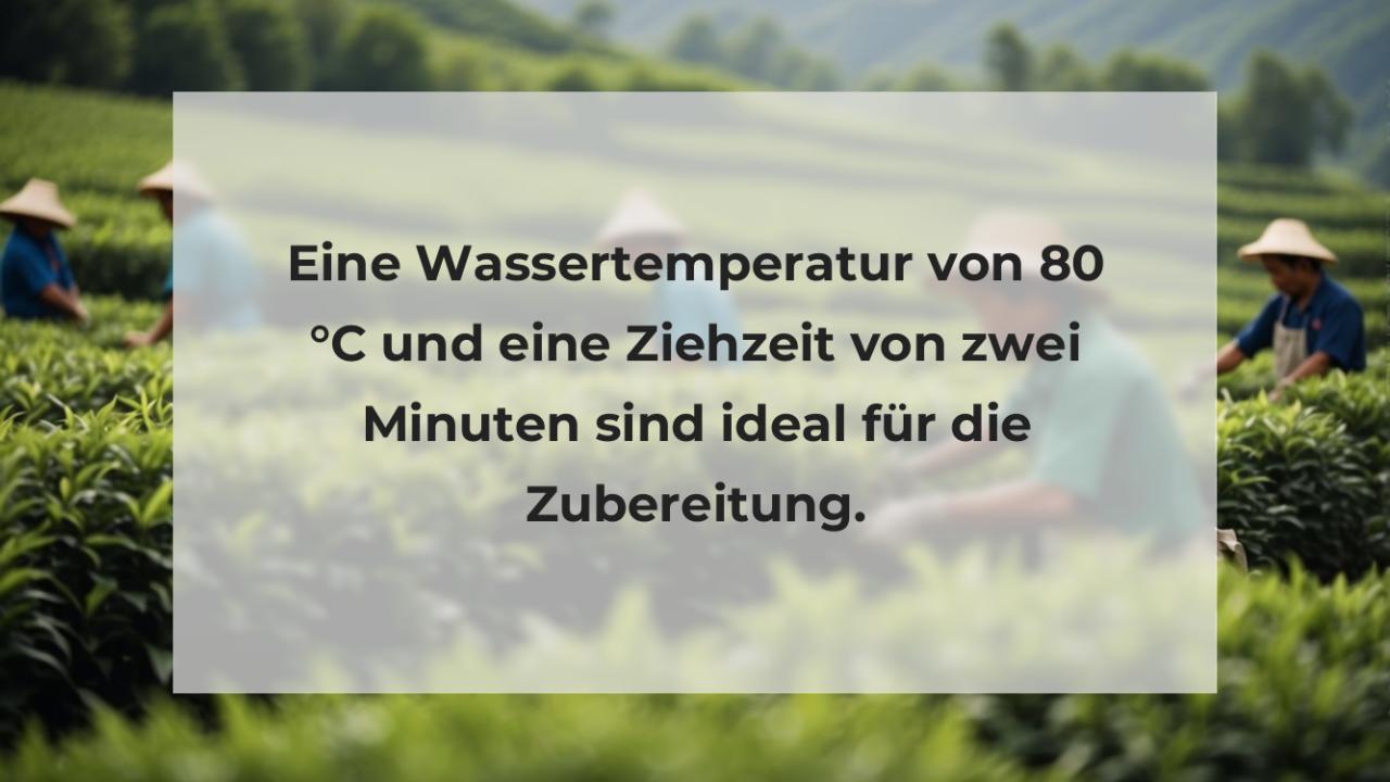 Eine Wassertemperatur von 80 °C und eine Ziehzeit von zwei Minuten sind ideal für die Zubereitung.