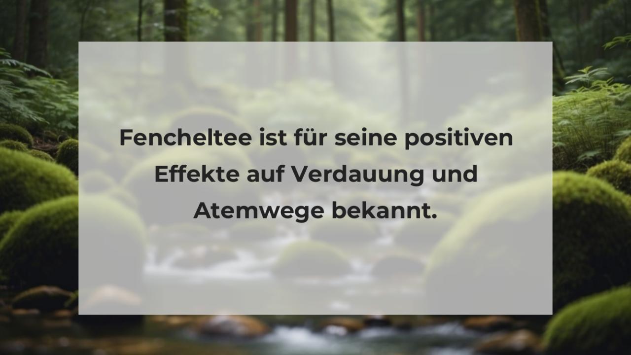 Fencheltee ist für seine positiven Effekte auf Verdauung und Atemwege bekannt.