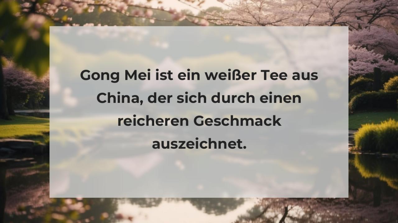 Gong Mei ist ein weißer Tee aus China, der sich durch einen reicheren Geschmack auszeichnet.