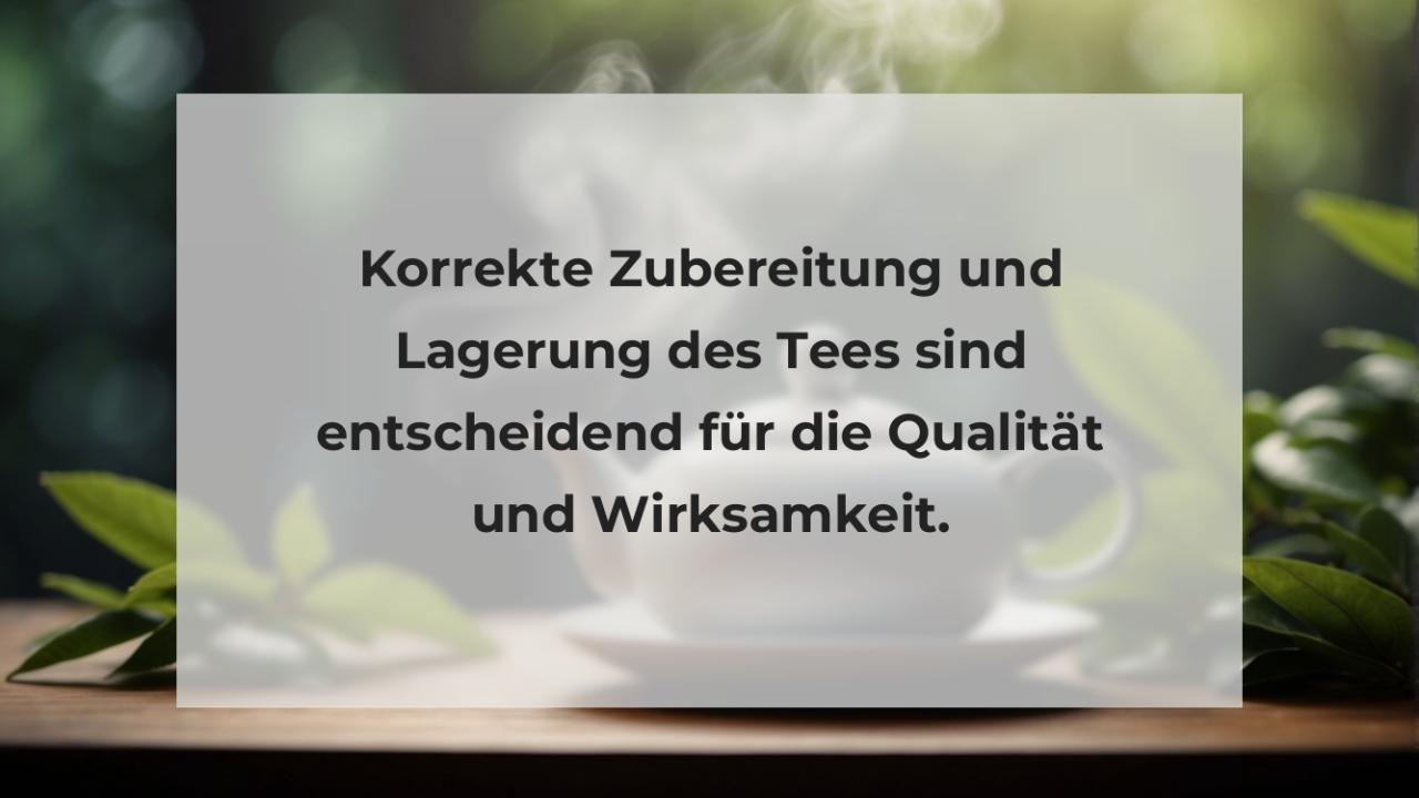 Korrekte Zubereitung und Lagerung des Tees sind entscheidend für die Qualität und Wirksamkeit.