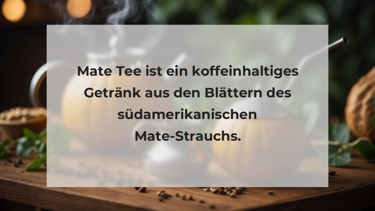 Mate Tee ist ein koffeinhaltiges Getränk aus den Blättern des südamerikanischen Mate-Strauchs.