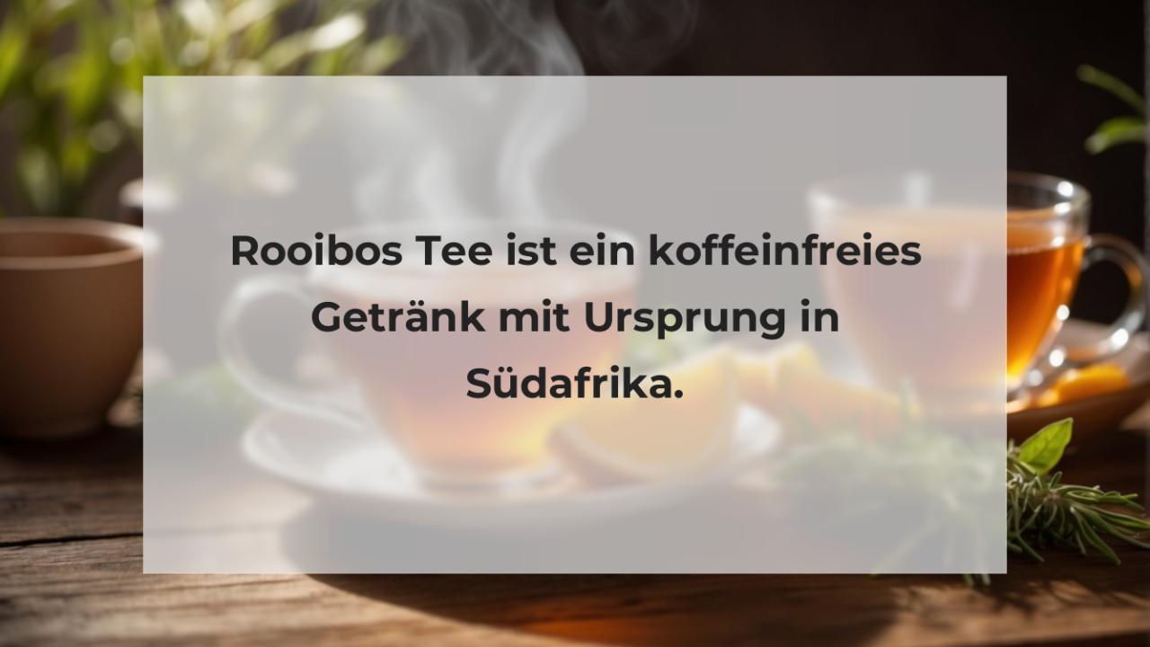 Rooibos Tee ist ein koffeinfreies Getränk mit Ursprung in Südafrika.